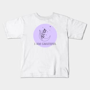 Affirmation Collection - I Am Grateful (Purple) Kids T-Shirt